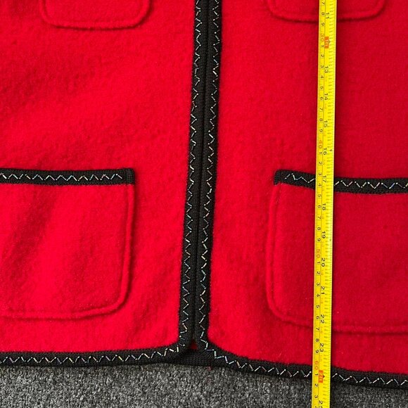 Vintage 100% Boil Wool Oversized HolidayJacket with Black Trim and Bead Details - Picture 6 of 7